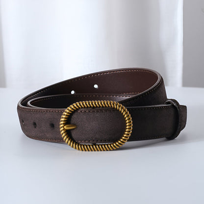 Belt in leather véritable suédé, to buckle trendy golden, model Célia - Zictor