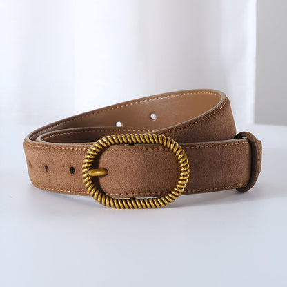 Belt in leather véritable suédé, to buckle trendy golden, model Célia - Zictor