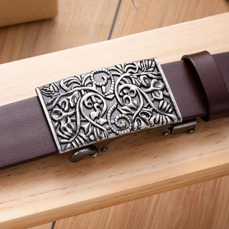 Belt Leather For Men Buckle Western Model Emlyn by Zictor