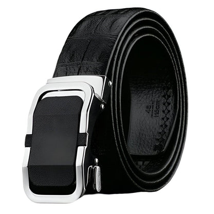 Belt leather aspect crocMadisyn, buckle auBerkeRayyanyatique, for men, model Lesli - Zictor