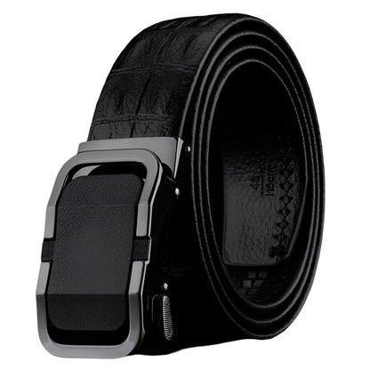Belt leather aspect crocMadisyn, buckle auBerkeRayyanyatique, for men, model Lesli - Zictor