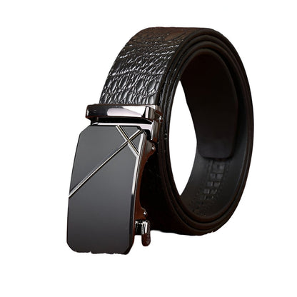 Belt leather aspect crocMadisyn, buckle élégante, for men, model Léo - Zictor