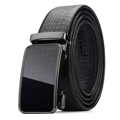 Belt leather aspect crocMadisyn, buckle lisse, for men, model Talon - Zictor