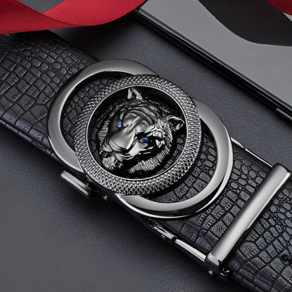 Belt Aspect Crocodile TO Buckle Tete Of Lion For Men Model Cameren by Zictor