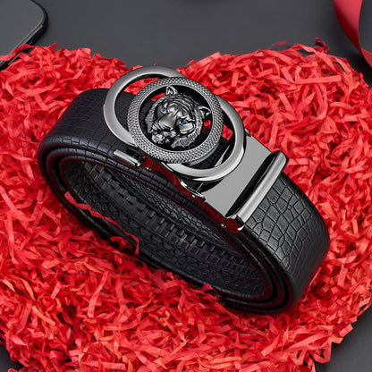 Belt Aspect Crocodile TO Buckle Tete Of Lion For Men Model Cameren by Zictor