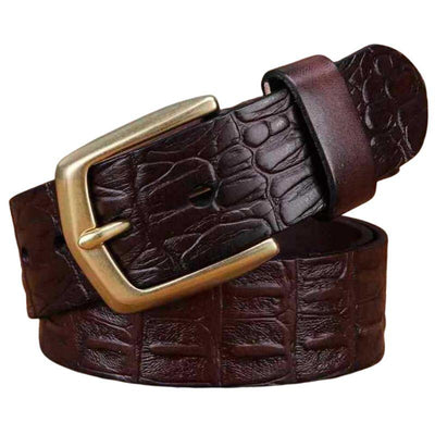 Crocodile Effect Belt With Gold Buckle - Model Spruce