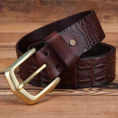 Belt Effet Crocodile Buckle Golden For Men Model Spruce by Zictor