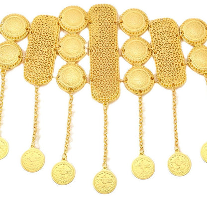 Belt Alternant Medaillons And Plaquettes Golden With Pendentifs Model Taj by Zictor