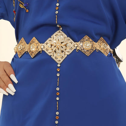 Belt marocaine d'a éclat golden and ornée of cristaux scintillants, model Lindsaey - Zictor