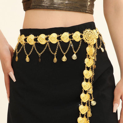 Gold Belt With Heart Moroccan Motifs - Model Alexus