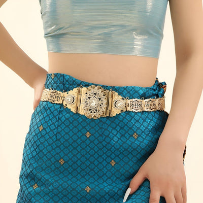 Moroccan Gold Strass Belt With Diamond Motifs - Model Mio