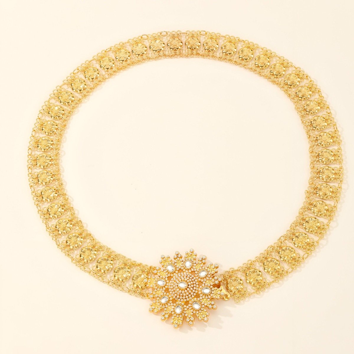 Belt Golden With Buckle In Forme Of Soleil Ornee Of Pierres Model Sage by Zictor