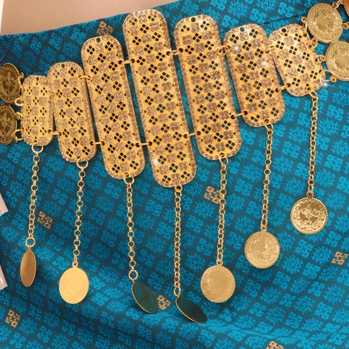Belt Golden With Motifs Carreaux And Medaillons Model Anik by Zictor