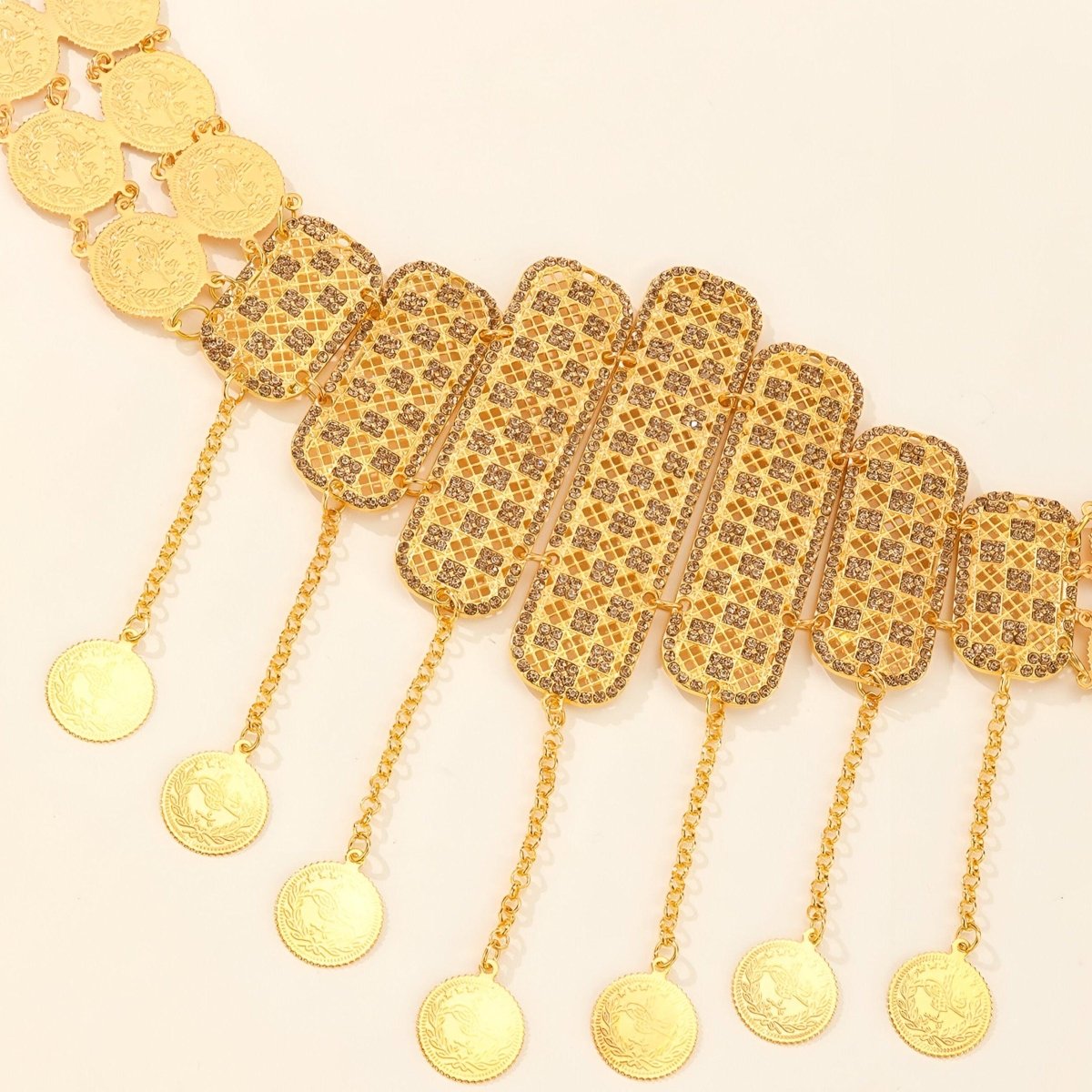 Belt Golden With Motifs Carreaux And Medaillons Model Anik by Zictor