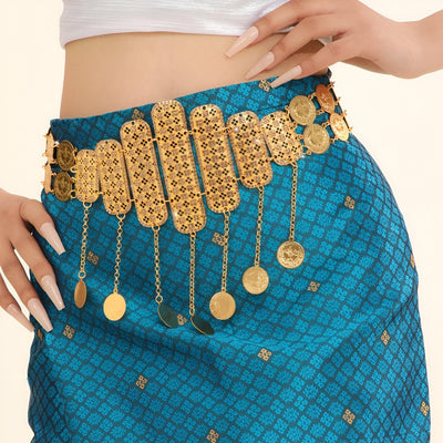 Gold Moroccan Belt With Openwork Medallions - Model Anik