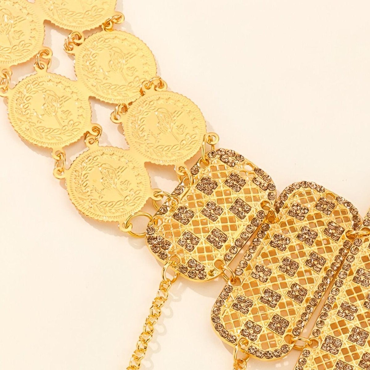 Belt Golden With Motifs Carreaux And Medaillons Model Anik by Zictor