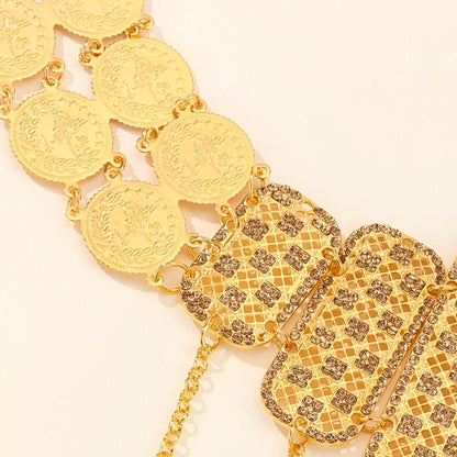 Belt Golden With Motifs Carreaux And Medaillons Model Anik by Zictor
