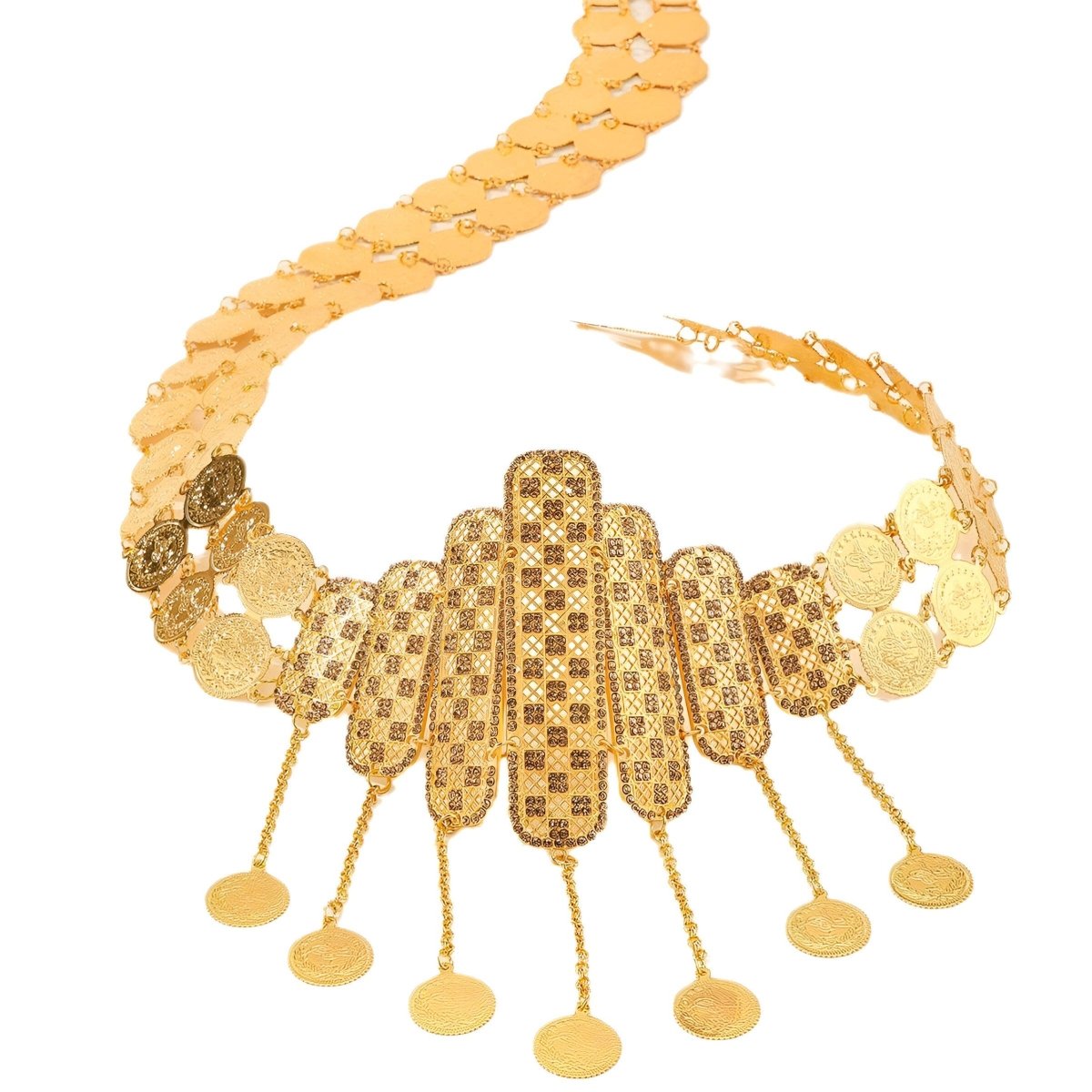 Belt Golden With Motifs Carreaux And Medaillons Model Anik by Zictor