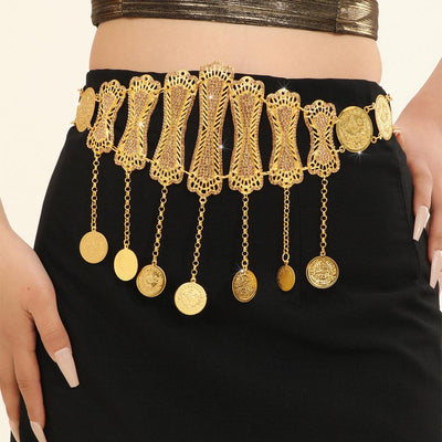 Golden Moroccan Belt With Pendants Medallions - Model Kaye