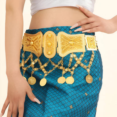 Gold Moroccan Belt With Pendants Interlaced - Model Arley