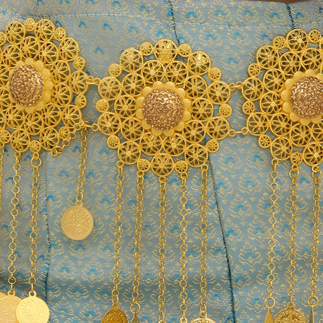Belt Golden With Wide Disques TO Motifs Floraux Model Devan by Zictor