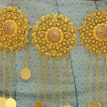 Belt Golden With Wide Disques TO Motifs Floraux Model Devan by Zictor