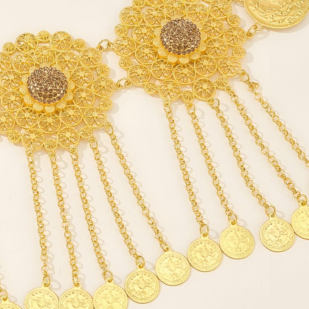 Belt Golden With Wide Disques TO Motifs Floraux Model Devan by Zictor