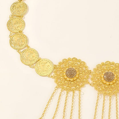 Belt Golden With Wide Disques TO Motifs Floraux Model Devan by Zictor