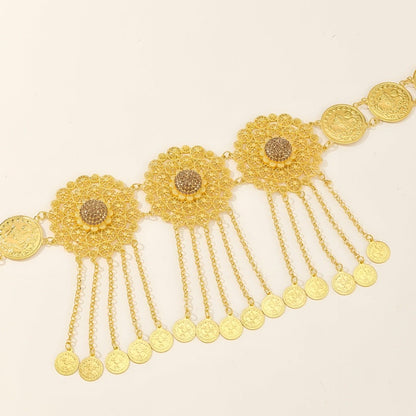 Belt Golden With Wide Disques TO Motifs Floraux Model Devan by Zictor