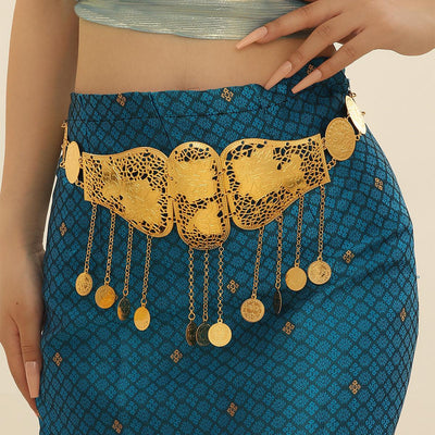 Gilded Motifs Belt With Medallions Gold Tone - Model Maxime