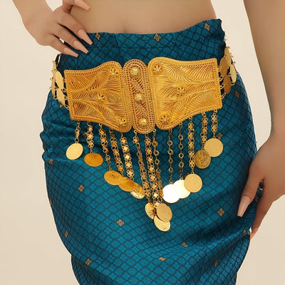 Gold Tone Moroccan Belt With Pendants - Model Harpreet