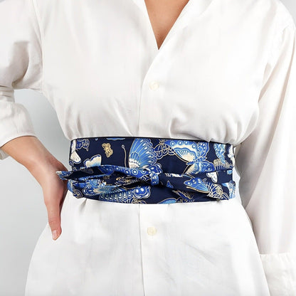 Belt Obi black to motifs papillon, model Hikaru - Zictor