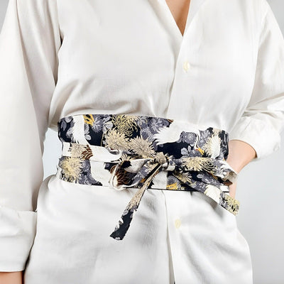 Crane And Chrysanthemum Belt Strap - Model Kaceey