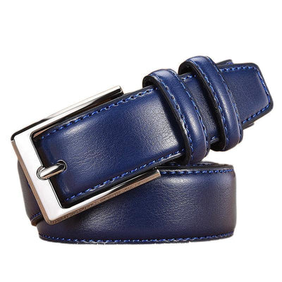Blue Dress Belt for Men Prong Buckle - Model Lior