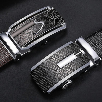 Belt Mens Leather Belt All Match Pure Cowhide Leather Pants Without Interlayer Automatic Buckle Elephant Leather Belt Spot Delivery 1 Sky by Zictor