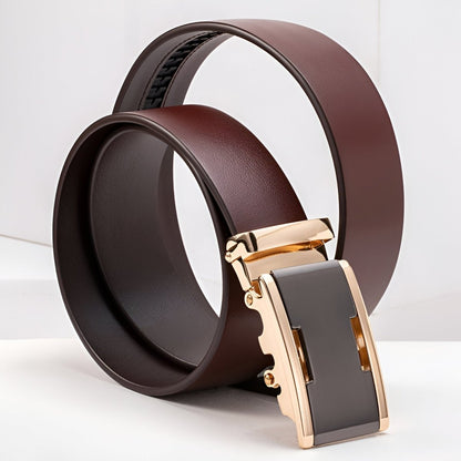 Belt Costume In Leather Pleine Fleur Buckle Automatic For Men Model Lynx by Zictor