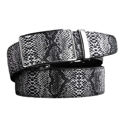 Belt of costume leather véritable motif serpent for men, model Ayo - Zictor