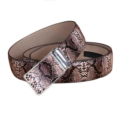 Belt of costume leather véritable motif serpent for men, model Ayo - Zictor