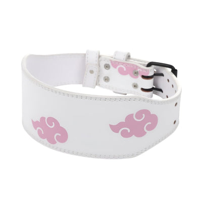 White Weightlifting Belt With Cloud Motifs - Model Kendal