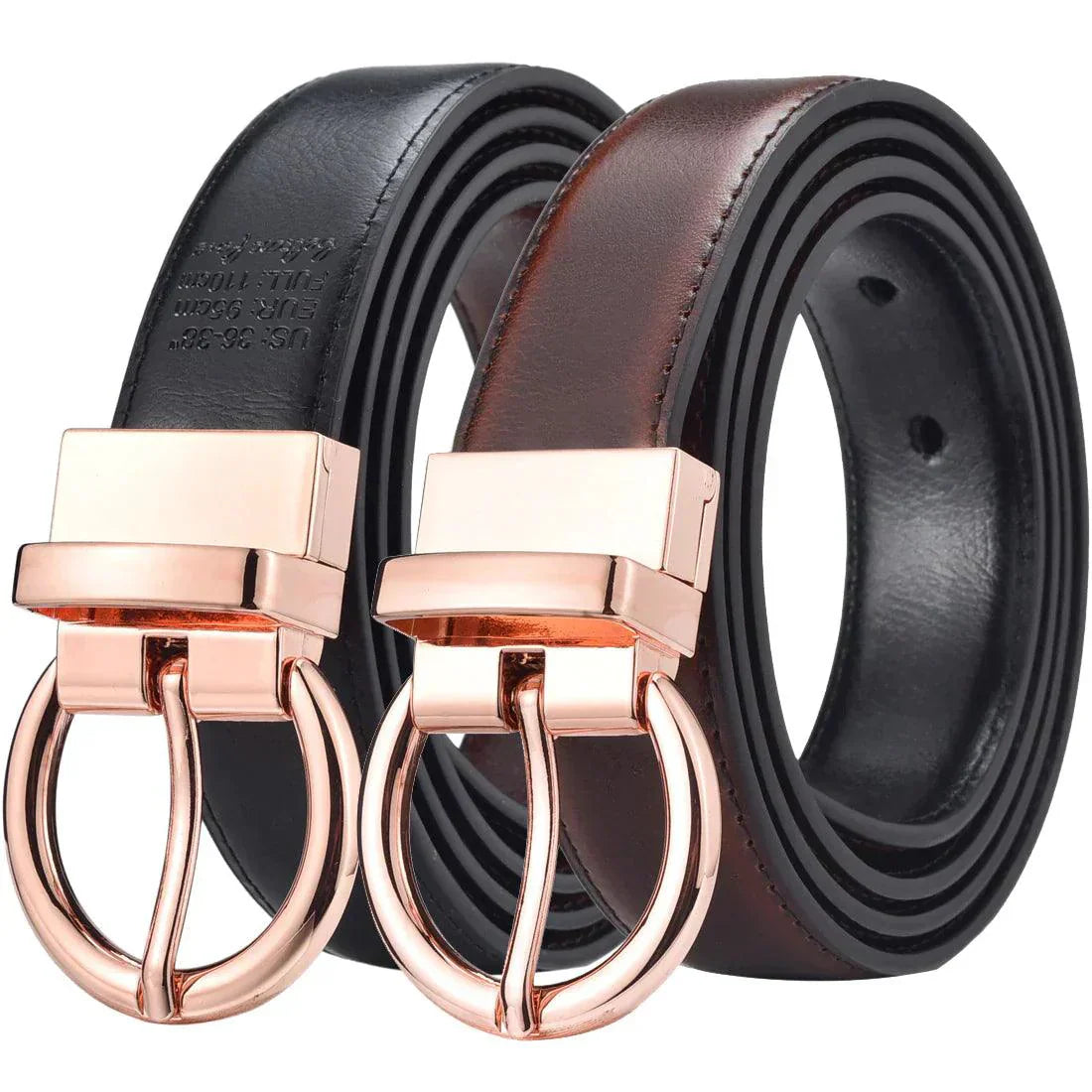 Belt reversible 2 in 1 in leather, buckle gold pink, model Chloé - Zictor