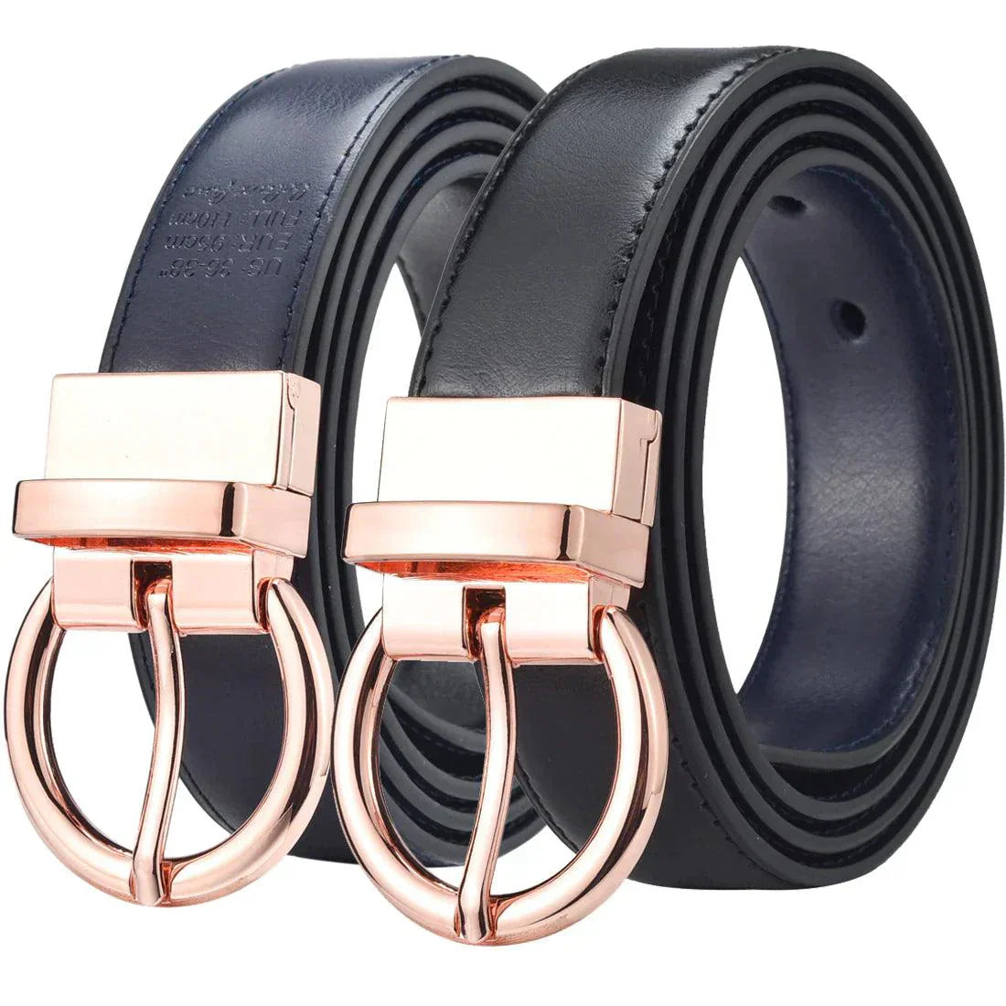 Belt reversible 2 in 1 in leather, buckle gold pink, model Chloé - Zictor