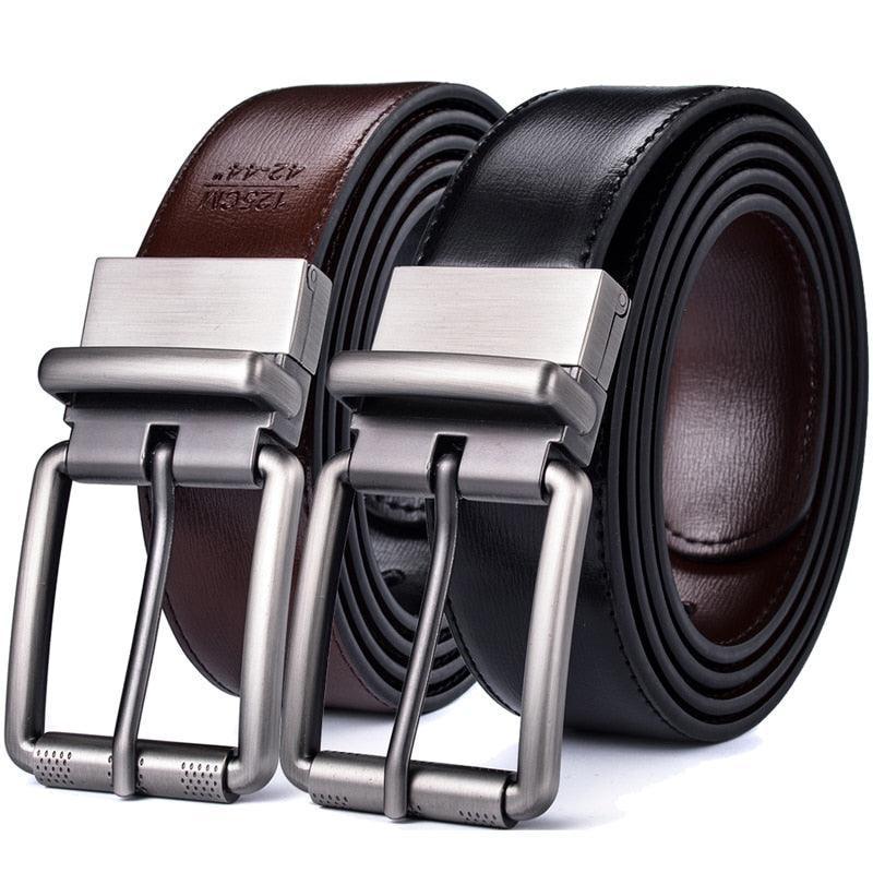 Belt reversible in leather 2 in 1 for men, model Salem - Zictor