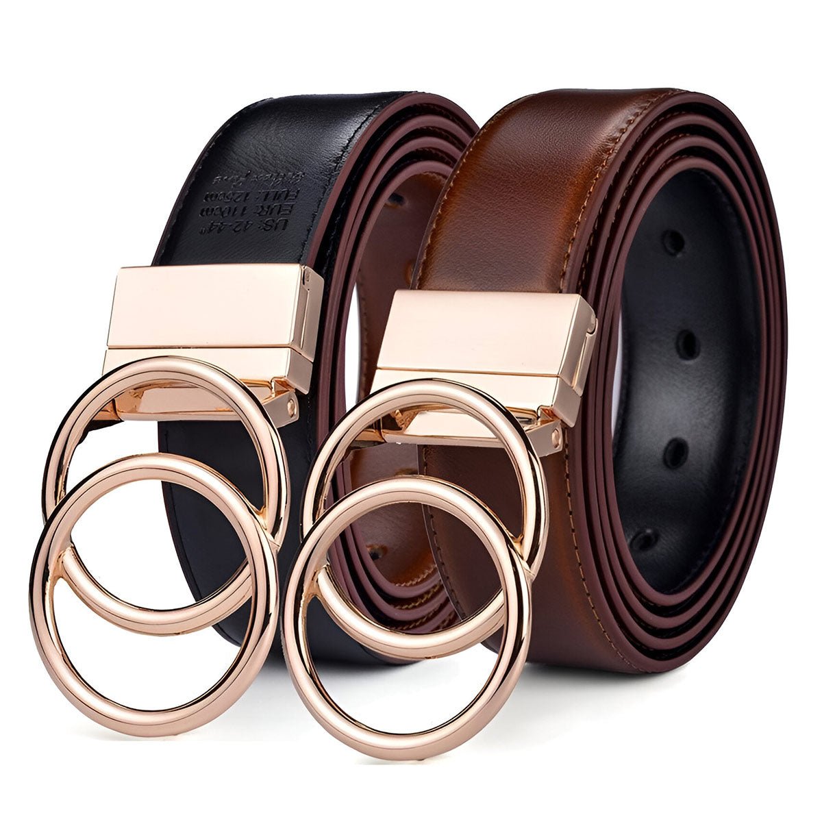 Belt reversible in leather 2 in 1 for women, model LHarley, double anneau torsadé - Zictor