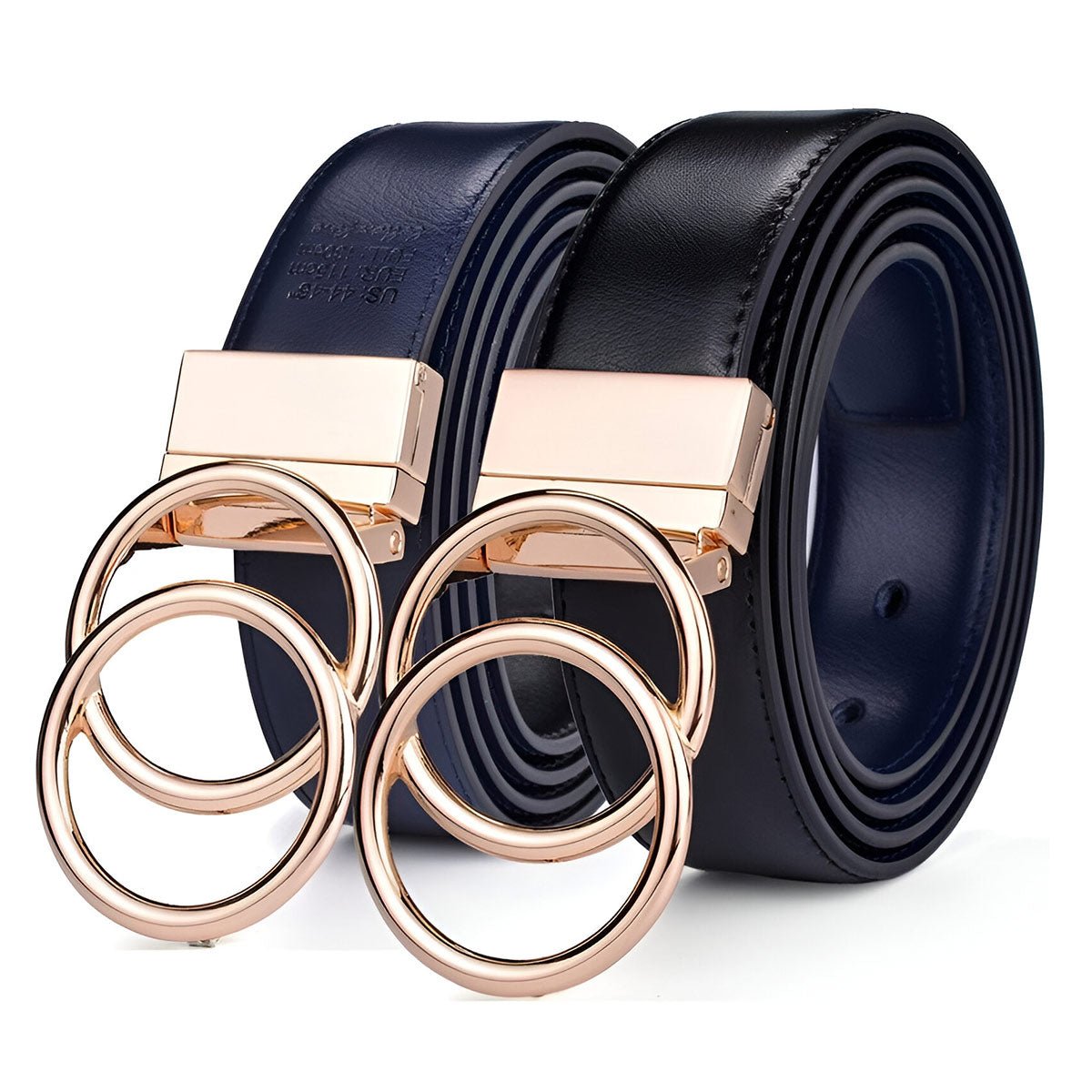 Belt reversible in leather 2 in 1 for women, model LHarley, double anneau torsadé - Zictor