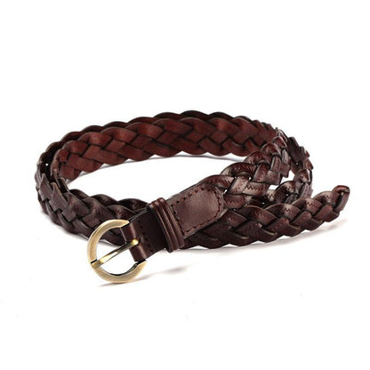 Belt slim braided in leather, model Charli - Zictor