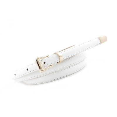 White Snake Print Belt With Gold Buckle - Model Aubrey