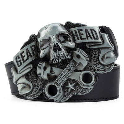 Unisex Skull Motif Belt With Clip Buckle - Model Devon