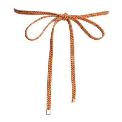 Waxed Cotton Cord Tie Belt With Lace Accent - Model Jamieo