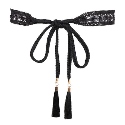 Lace Tie Belt With Knot Buckle And Tassels - Model Jordano