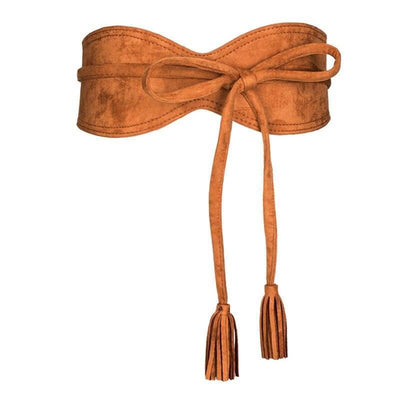 Wide Suede Belt For Women Knot Buckle Style - Model Sachau